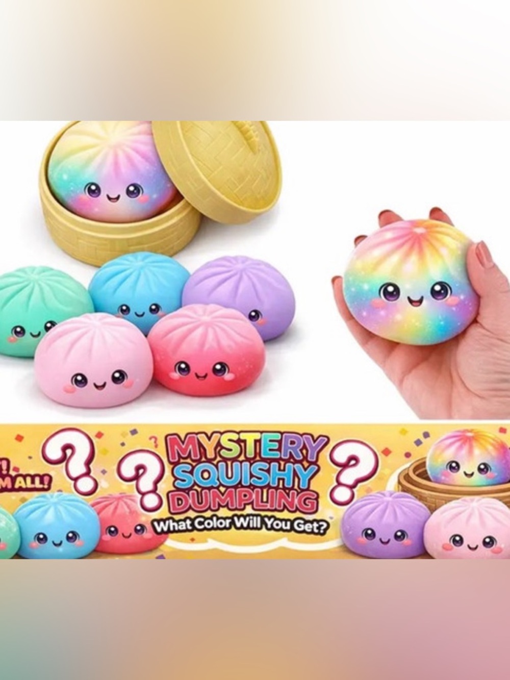 Mystery Squishy Dumpling Stress Reliever Bao Bun Glow Tye Dye New